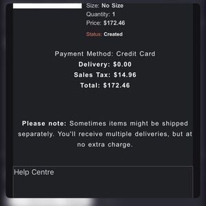 Digital Receipt Screenshot - Black Background with White Text